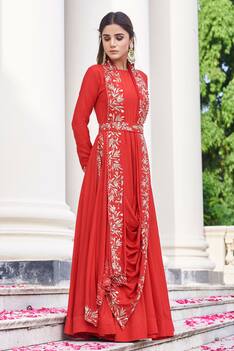 Anarkali with Embroidered Drape