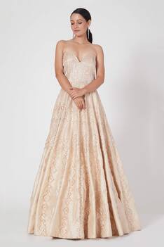 Embroidered Strapless Gown