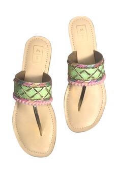 Pom Pom Embroidered Sandals