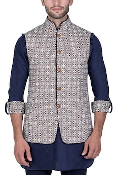 Printed Linen Nehru Jacket