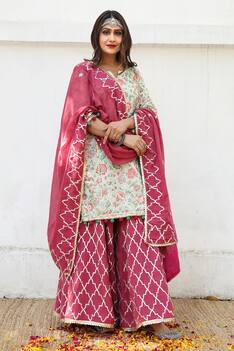 Ruqaiya Cotton Silk Kurta Sharara Set