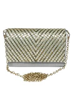 Embroidered Flap Clutch with Sling
