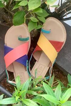 Colorblock Cross Strap Slingback Sandals