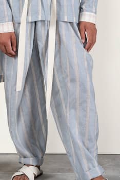 Handwoven Cotton Silk Striped Pant