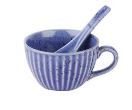 H2H Ribbed Ceramic Soup Mugs (Set of 2)