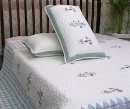 CocoBee Blue Hand Block Printed Quilted Bedspread Set (Set of 3)