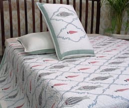CocoBee White Hand Block Printed Quilted Bedspread Set (Set of 3)