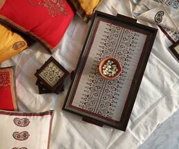 Inheritance India Hand Block Print Wooden Frame Tray