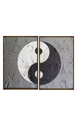 The Art House Textured Yin Yang Handmade Paintings (Set of 2)