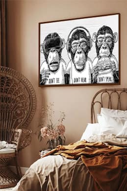 The Art House 3 Wise Monkey Handmade Canvas Painting