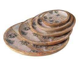 Artychoke Antique Lotus Wooden Plates (Set of 5)
