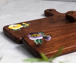 Floursha  Hand Painted Floral Rectangle Platter 