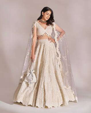 Bollywood Designer Latest Indian Wedding Creme Gown with Gold High Quality  | eBay