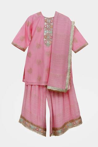 Minime Organics Chanderi Kurta Sharara Set