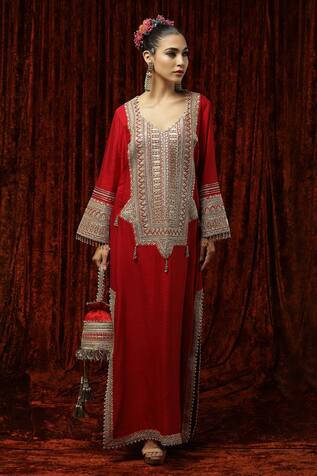 Shikhar Sharma Silk Chanderi Embroidered Kurta Kaftan