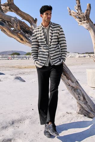 Dash and Dot Chevron Shirt & Blazer Set