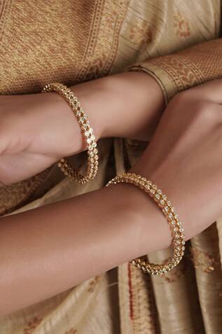 Smars Jewelry Carved Geometric Stone Embellished Bangles - Set of 4
