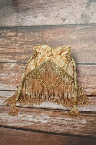 Nayaab by Aleezeh Cutdana Fringed Tassel Potli Bag