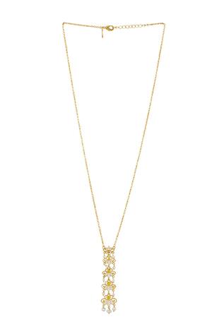 Zariin Enamel Lotus Garden Motif Pendant Necklace
