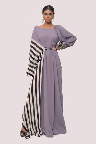 Onaya Stripe Print Sleeve Gown