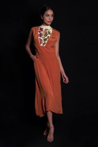 Seesa Applique Embroidered Yoke Dress