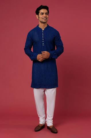 Spring Break Mandarin Collar Embroidered Kurta Set