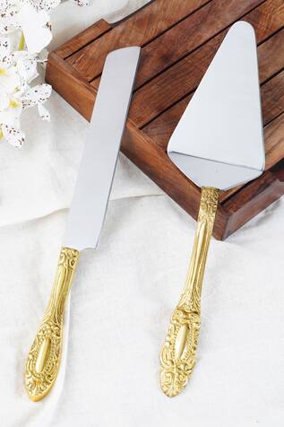 ConsciousCo Windsor Brass Cake Knives Set - Set Of 2