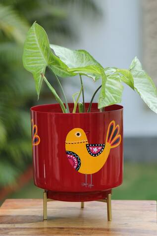 Amoli Concepts Bird Design Hand Painted Planter