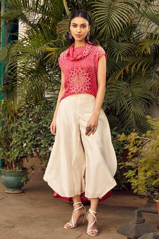 Twenty Nine Bandhani Pattern Asymmetric Top