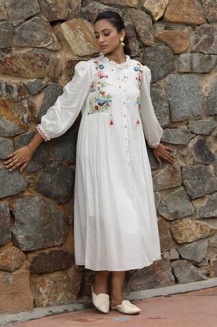 Desert Shine by Sulochana Jangir Nature Motif Embroidered Shirt Dress