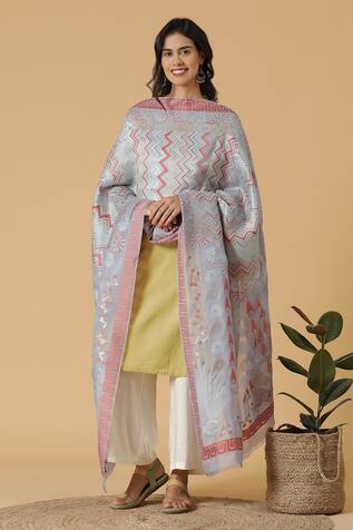 Shingora Abstract Geometric Jacquard Woven Dupatta