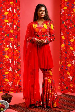 Shristi Chetani Printed Kurta Sharara Set
