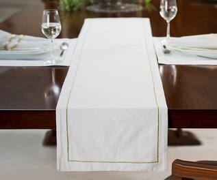 Elm & Oak Serena Cotton Border Embroidered Runner