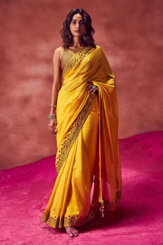Punit Balana Border Embroidered Saree With Blouse
