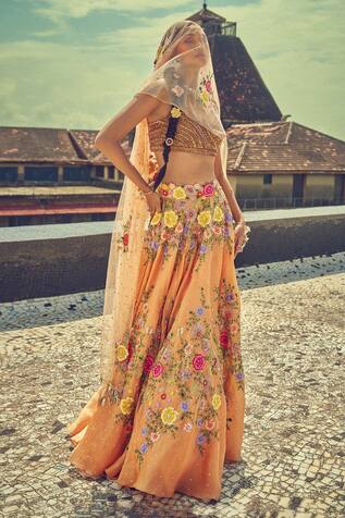 Surily G Floral Thread Embroidered Lehenga Skirt