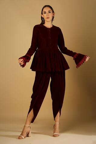 Monk & Mei Farah Velvet Jacket & Dhoti Pant Set