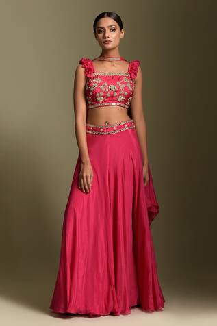 Two Sisters By Gyans Embroidered Bustier Flared Pant Set