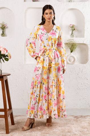 Rivaaj Clothing Cotton Summer Garden Print Maxi Dress