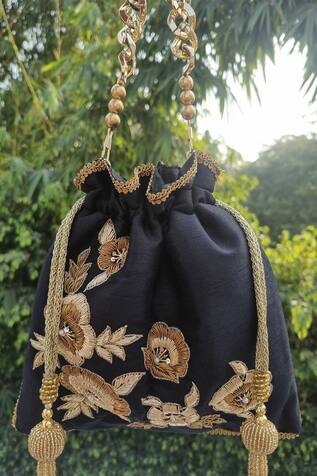A Clutch Story Silk Zardozi Embroidered Potli
