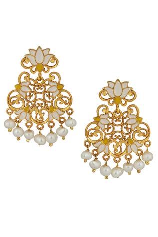 Zariin Enamel Mystic Lotus Dangler Earrings