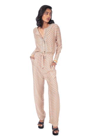 Monisha Jaising Floral Print Jumpsuit