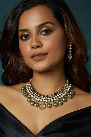 joules by radhika Antique Kundan Polki Necklace Set