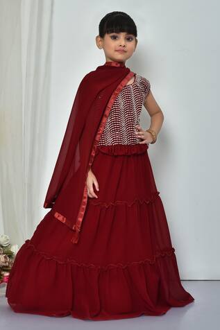 Banana Bee Sequin Threadwork Blouse Lehenga Set