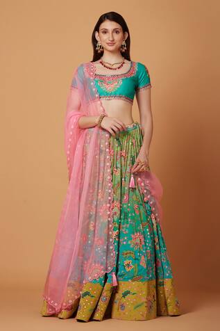 Siddhartha Bansal Floral Hand Embroidered Lehenga Set
