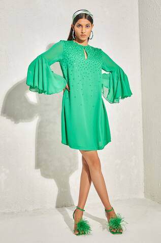 Namrata Joshipura Metallic Quad Flared Sleeve Dress