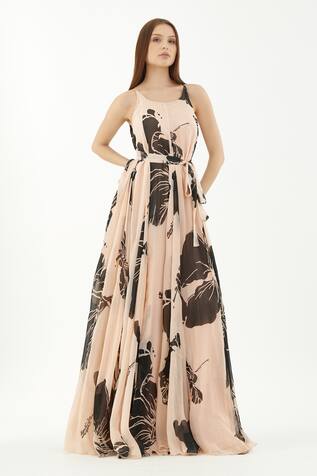 KoAi Hibiscus Pattern Maxi Dress
