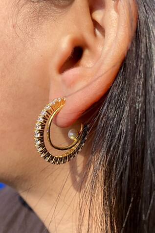 Anushka Jain Jewellery Shimmer Pearl Embellished Hoops
