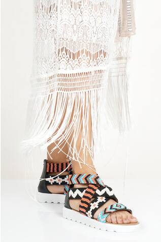 Sole House Aztec Embroidered Round Toe Platforms