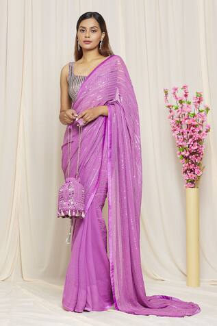 Yoshita Couture Jessica Linear Embroidered Saree With Blouse