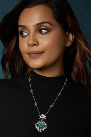 joules by radhika Antique Polki Embellished Long Necklace